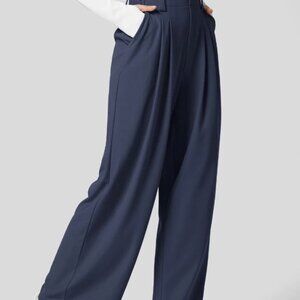 Halara High Waisted Plicated Side Pocket Wide Leg Waffle Work Pants Medium NWT
